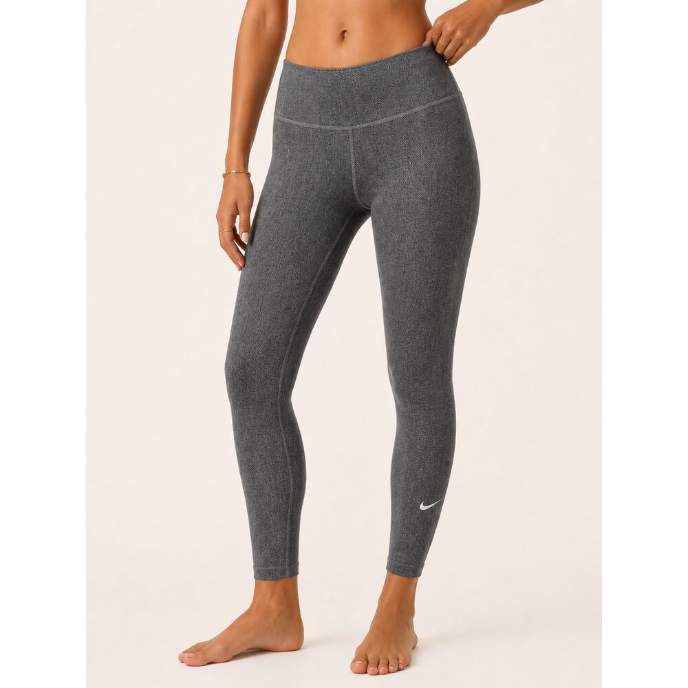 Nike Therma-FIT Gray Herringbone Leggings Women's Large Athletic Yoga Running